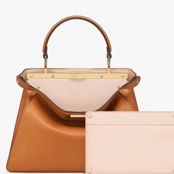 Affordable HOT Nappa Peekaboo Laether Medium In ISeeU Bag Fendi Brown 0816